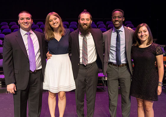 The 2015-16 Furman Fellows are (from left to right) Jordan Brown, Kristen Marakoff, Samuel Hill, Jonathan Kubakundimana and Jennifer Duer.